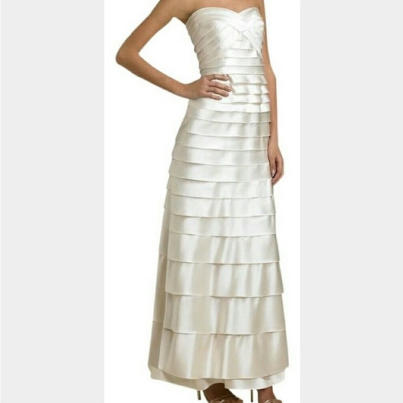 Strapless Ruffle Ivory Dress - Picture 1 of 7